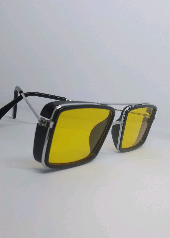Aesthetic Metal Frame Yellow Shade And Ring Combo