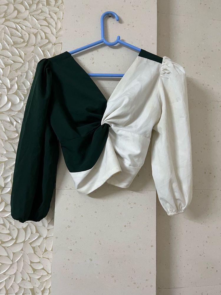 Two-Tone Twisted Crop Top