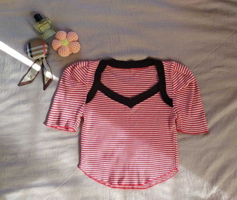 Striped Top with Black Detail