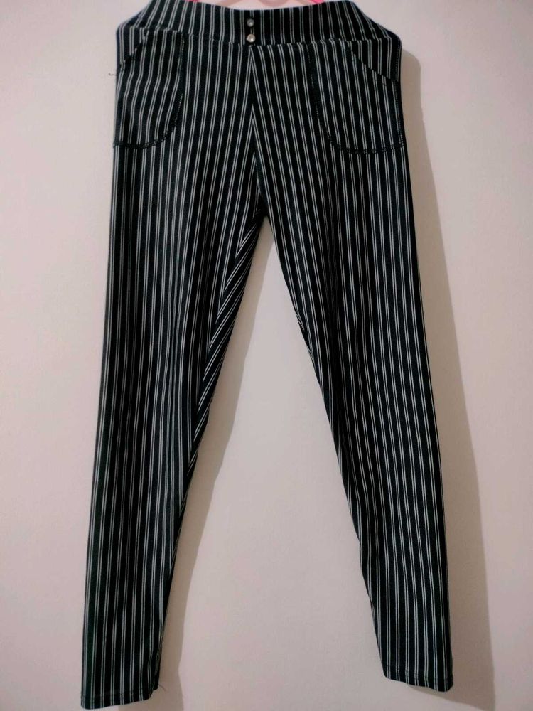 Black with white striped Trouser