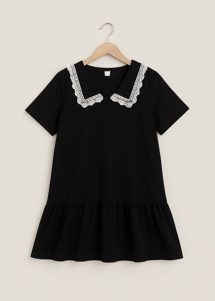 Black Dress w/ Lace Collar