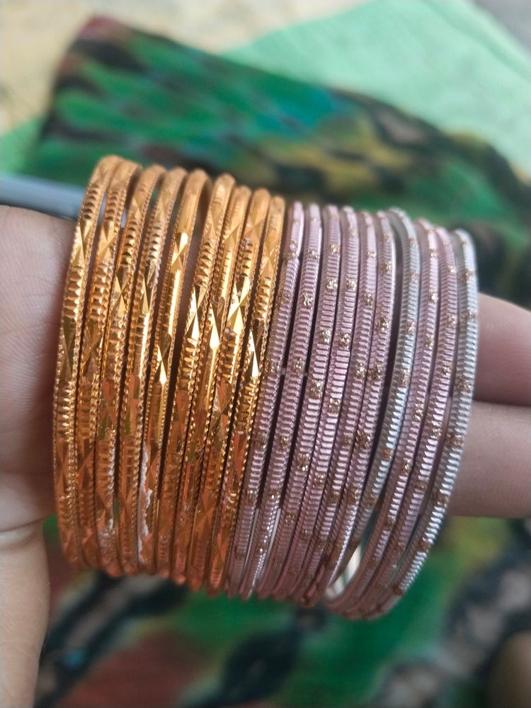 Golden And Like Pink Silver Bangle