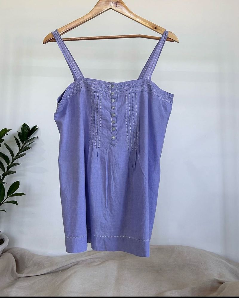 Purple Cotton Tunic with Buttons