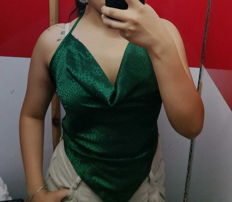 Backless cowl-neck top