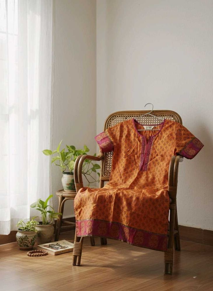 Elegant Biba Silk Kurta - Pre-owned, Size 34