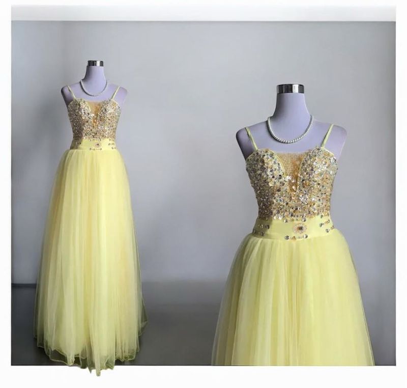 Yellow Beaded Ball Gown
