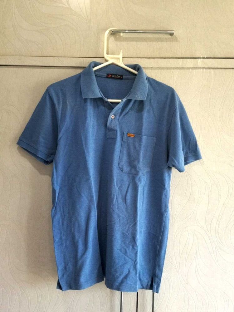 Men's Blue Short Sleeve Polo Shirt