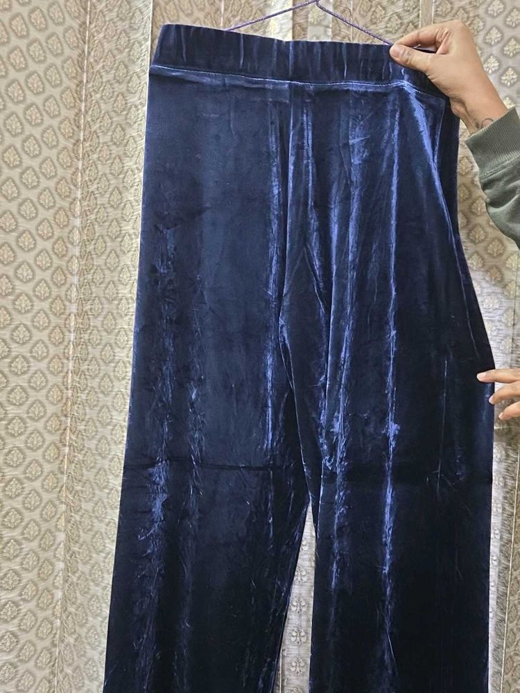 Velvet Wide-Leg Lounge Pants