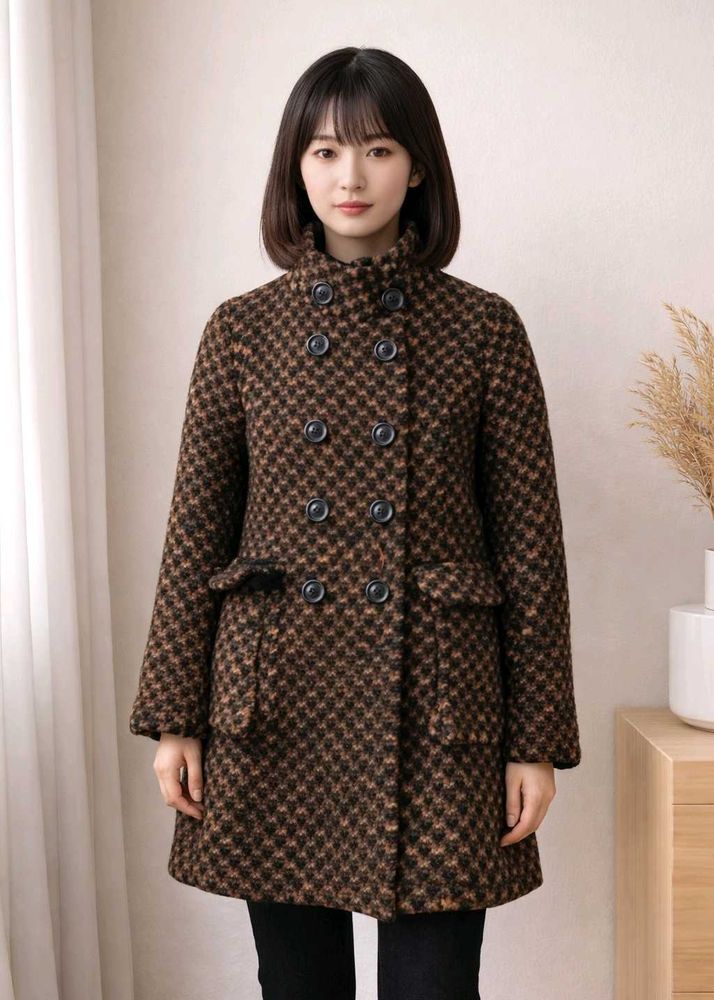 winter Houndstooth Pattern Coat