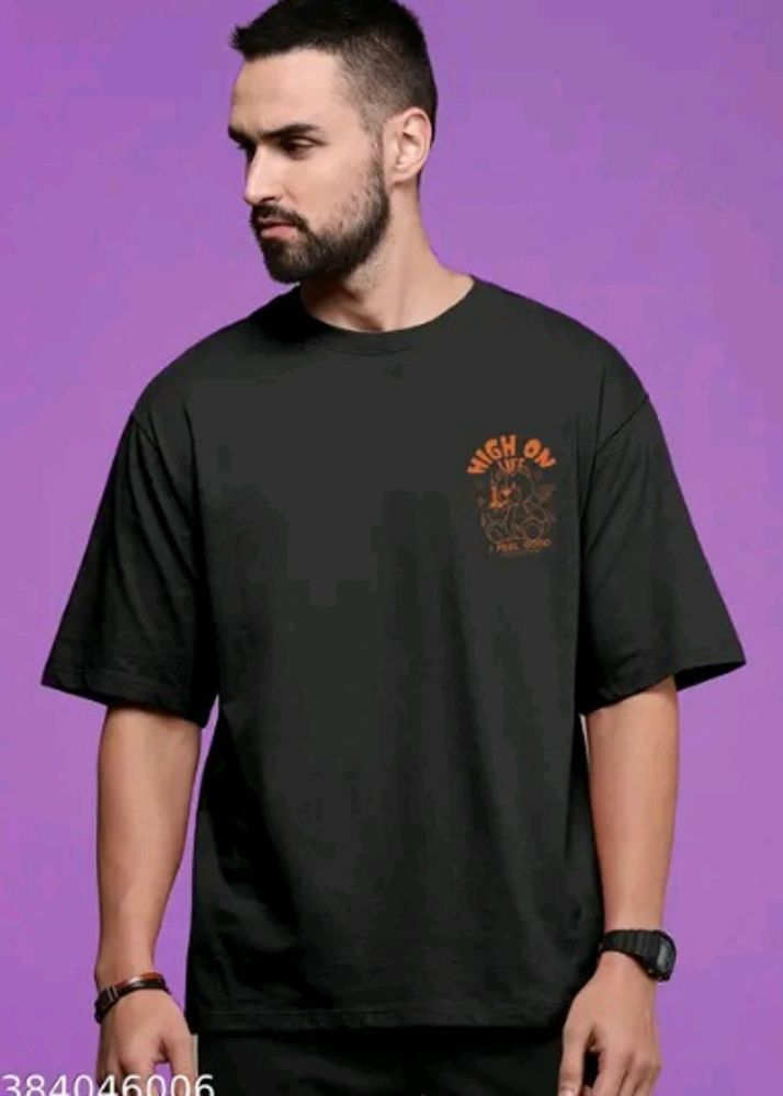 Kajaru Trendy Men Round Neck Printed Oversize Cott