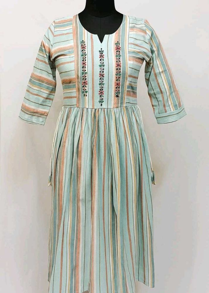 Striped Embroidered Kurta