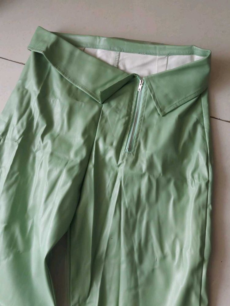 Green leather Pant