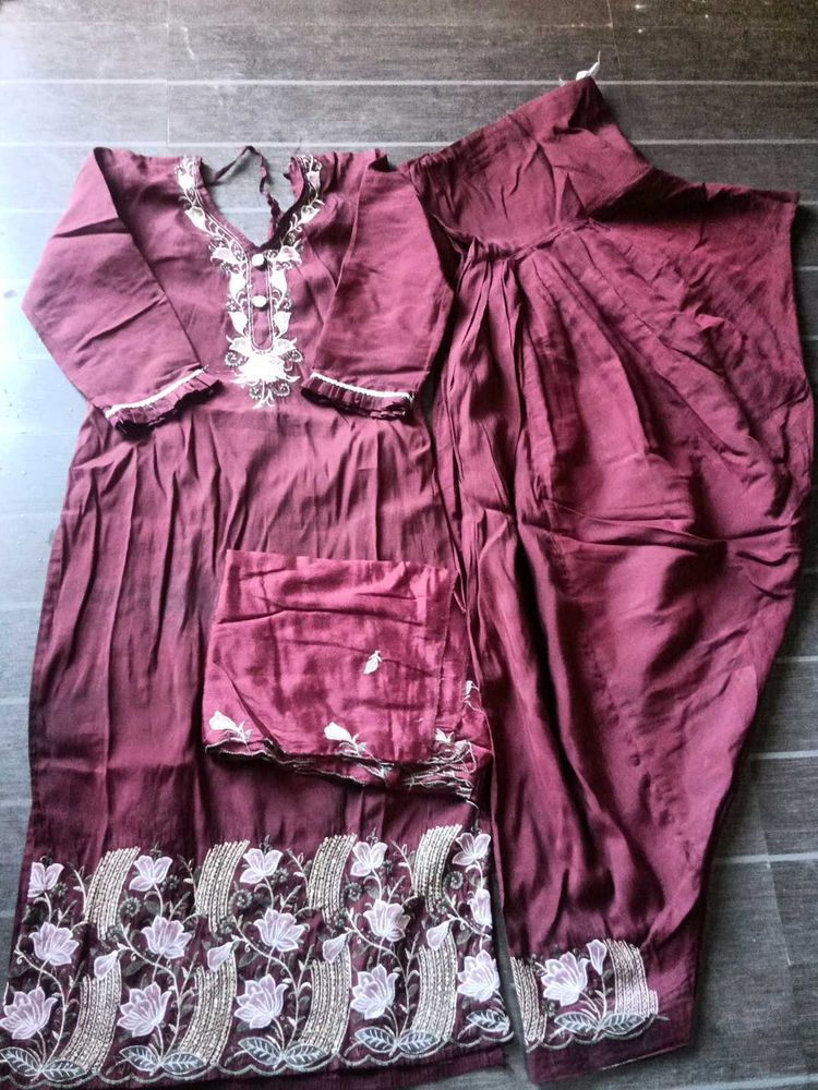 Maroon Embroidered Salwar Suit
