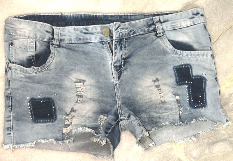Distressed Denim Shorts