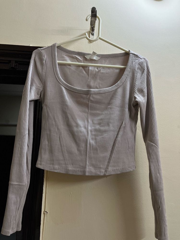 H&amp;M Beige Ribbed Top