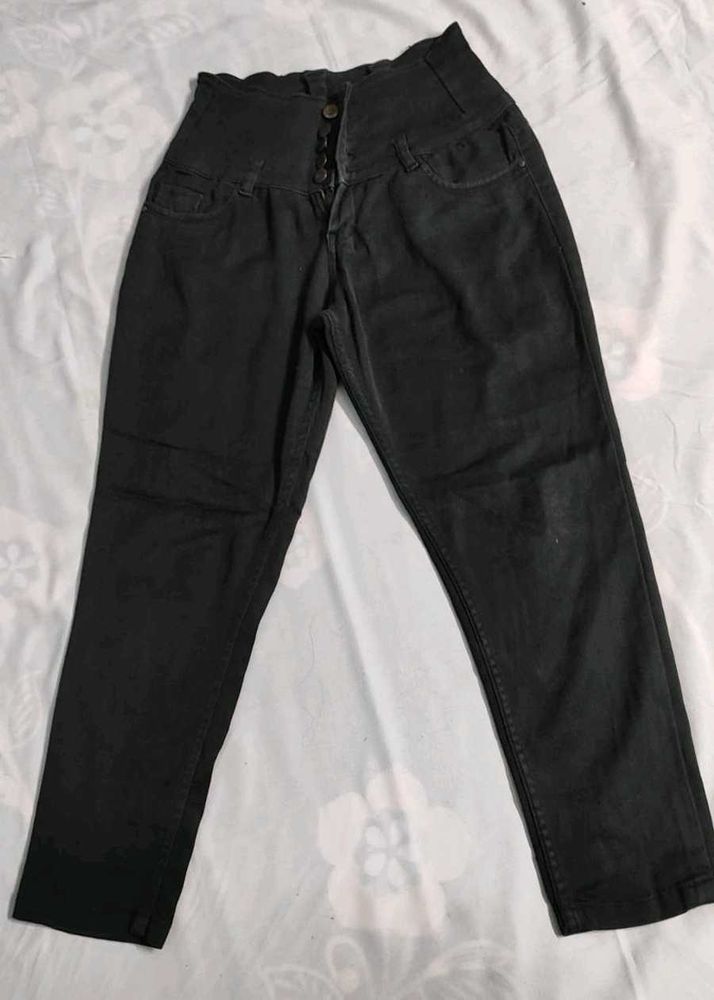 High-Waisted Black Jeans