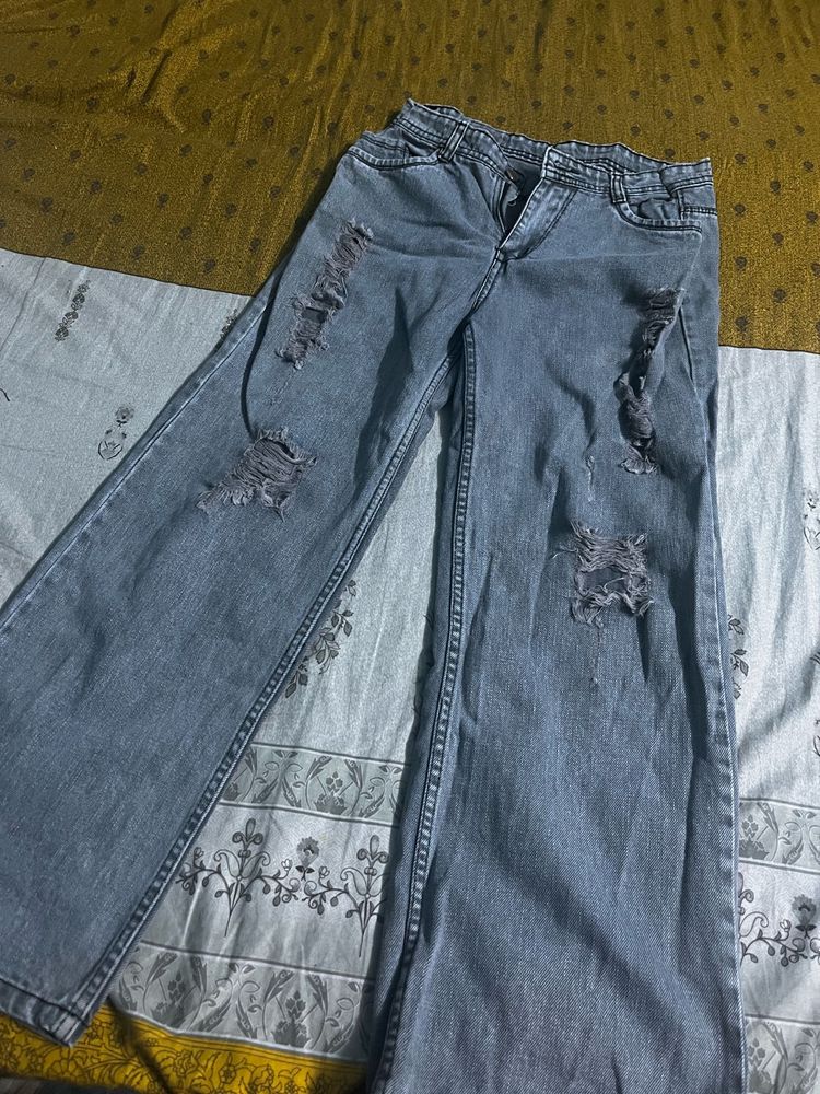 grey rough jeans