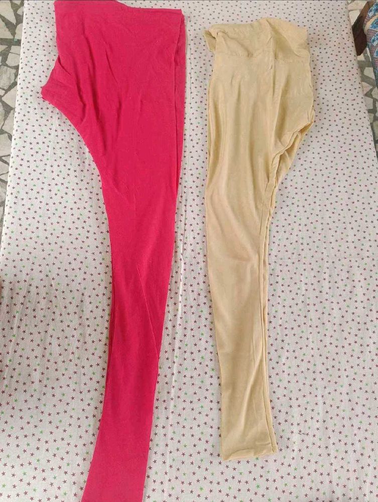 Leggings And Salwar Bundle: Pink &amp; Beige