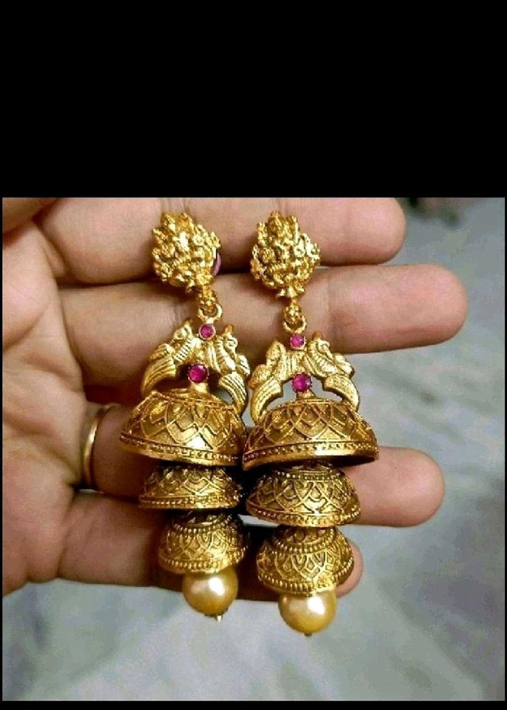 Gold Jhumka Earrings