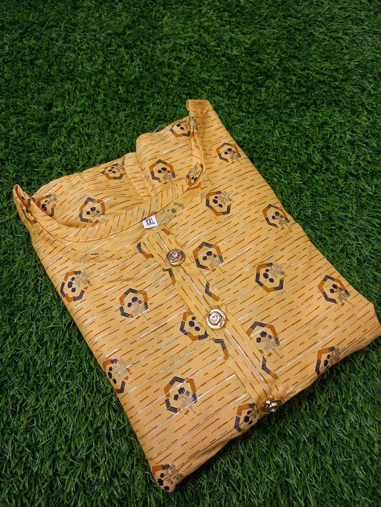 XXL Mustard Print Kurti