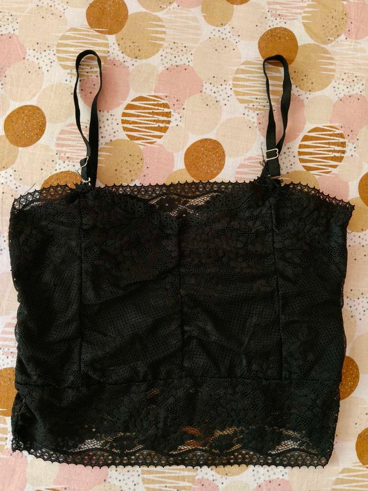 Black Cropped Lace Bralette