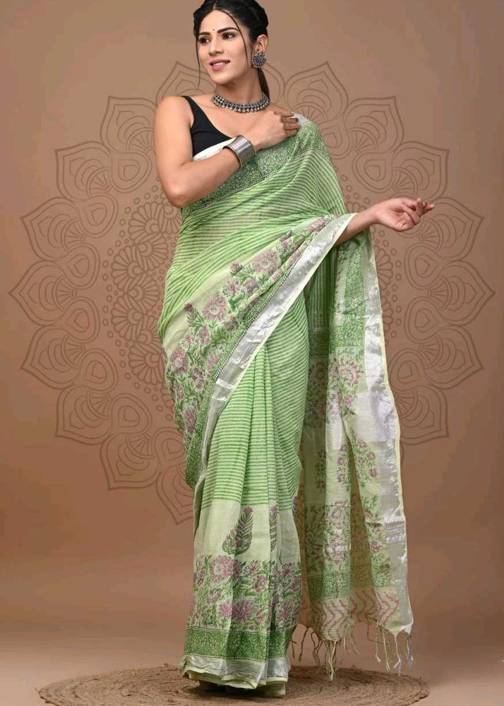 Elegant Green Printed Saree