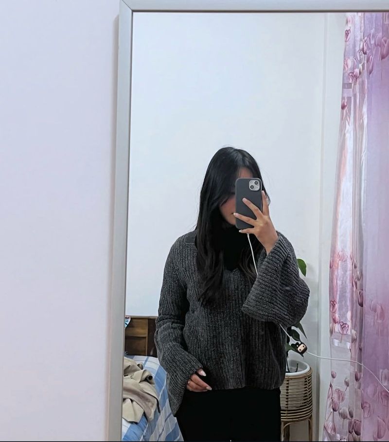 Cozy Grey Knit Sweater