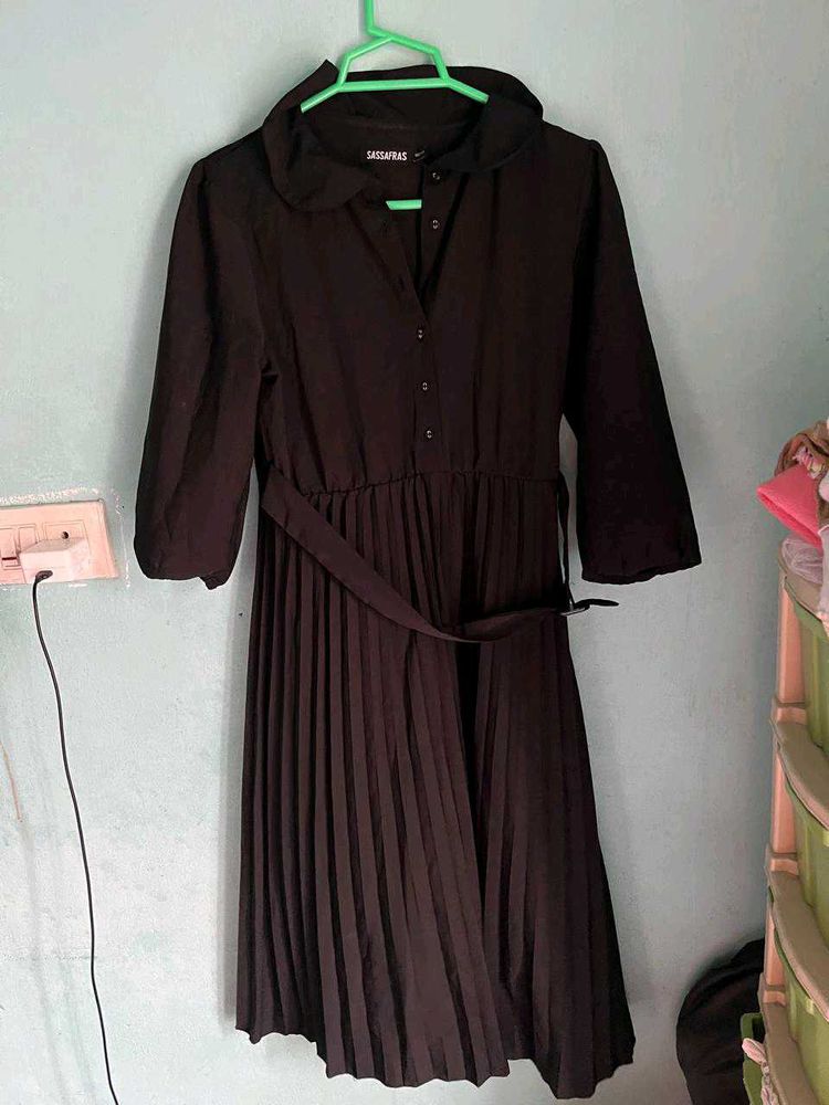 Sassafras Black Pleated Dress