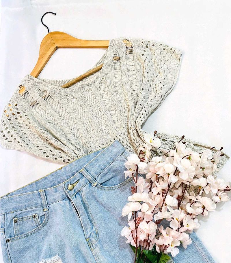 Pinterest Crochet Oversized Grey Top B