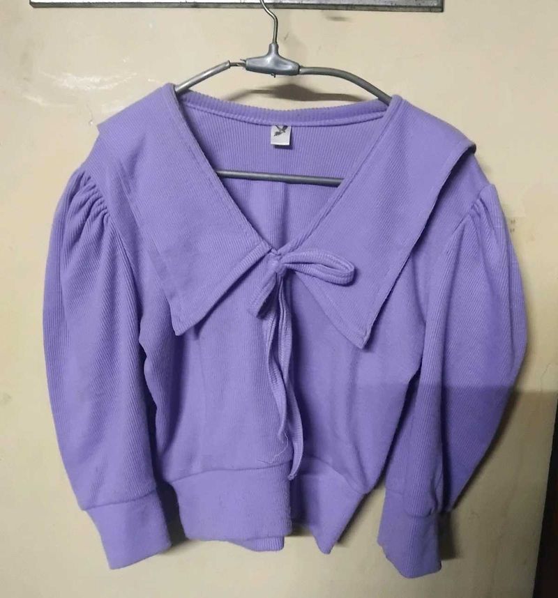Cute Purple Top with Bow Detail