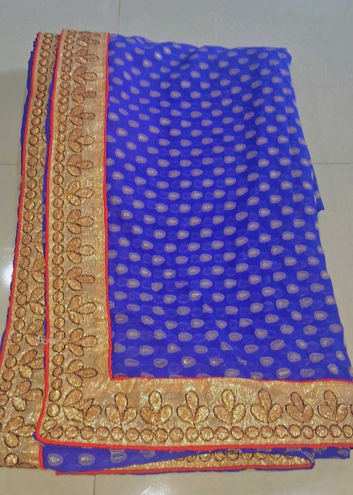 Elegant blue Embroidered saree