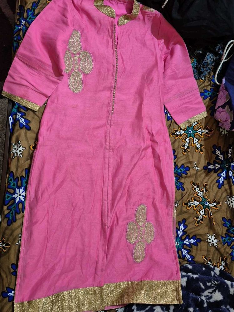 Pink Embroidered Kurta