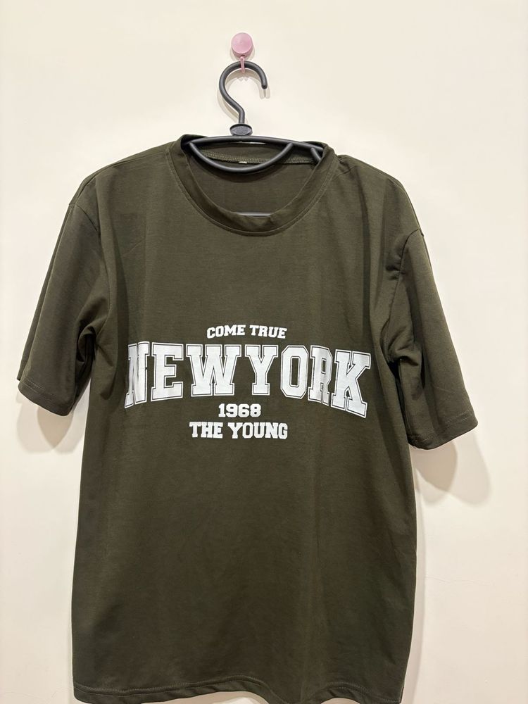 Trendy Olive Green NY Tee