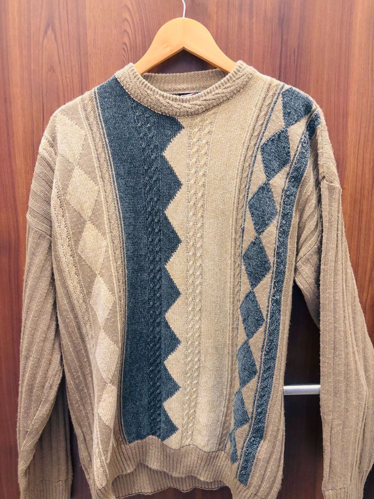 Vintage Patterned Knit Sweater