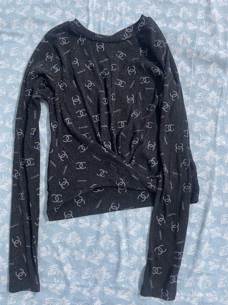 Designer Print Top sheer fabric mesh