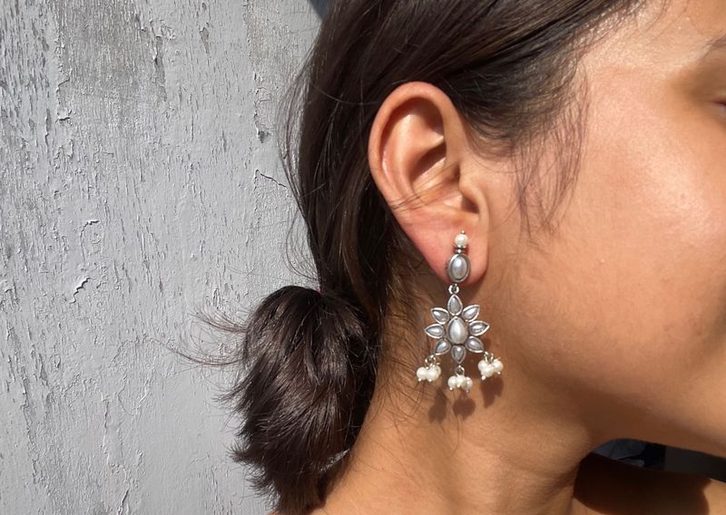 Silver Pearl Drop Earrings