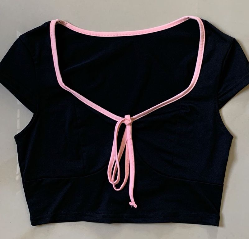 Pink Neckline Crop Top