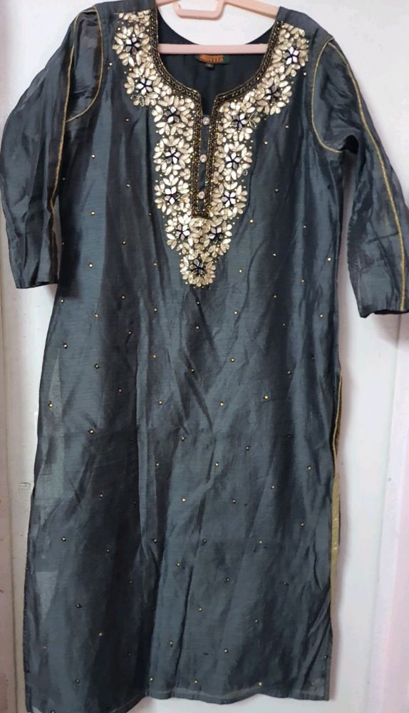 Grey Heavy work Kurti