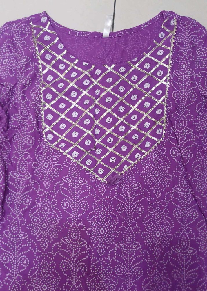 Purple Cotton Suit Set For Women