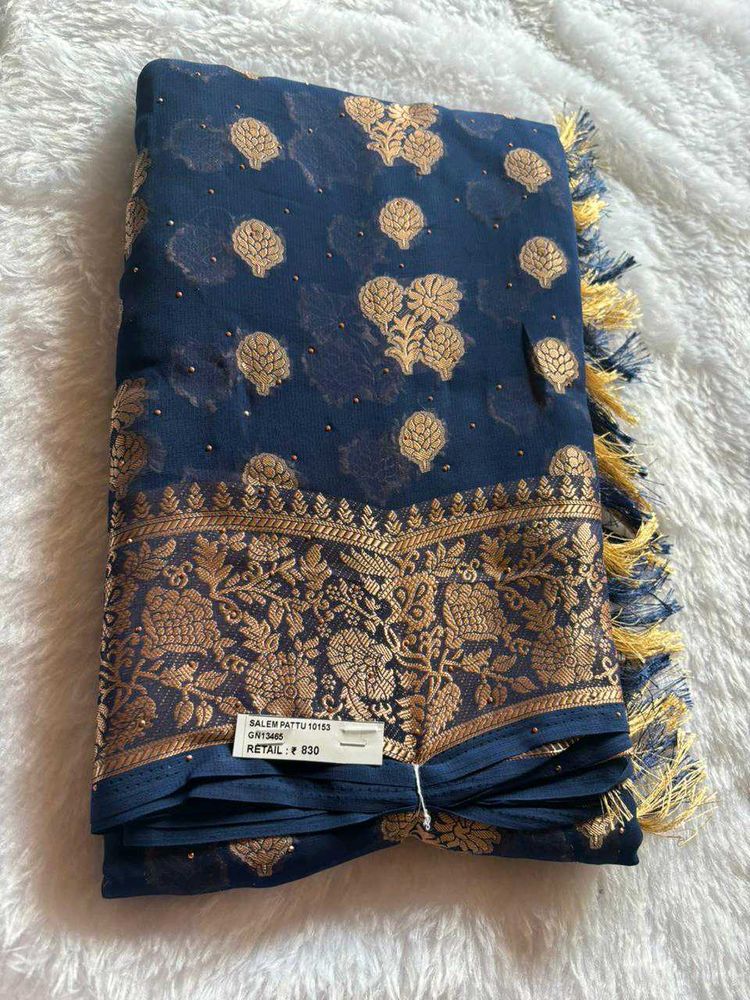 Elegant Navy Blue Saree