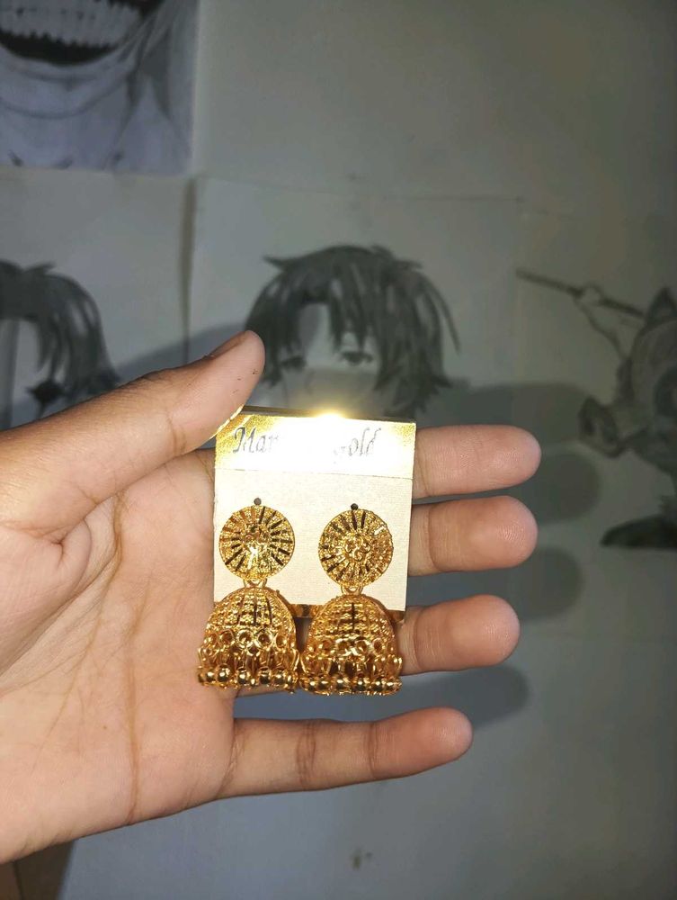 Golden Jhumka Earrings