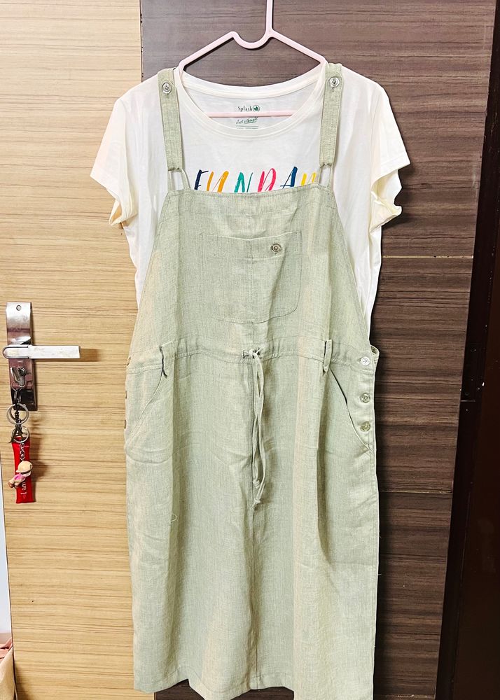 Green Dungaree Dress.