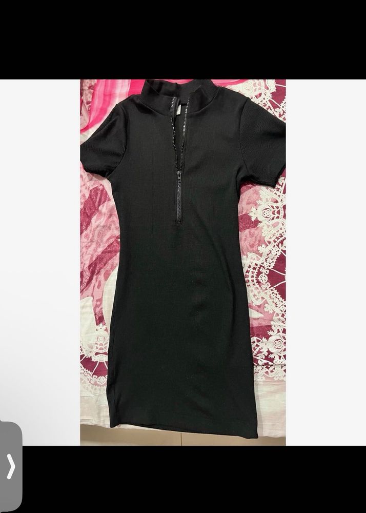 Black Ribbed Mini Dress