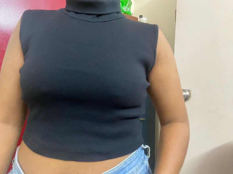 Black Turtle Neck Tank