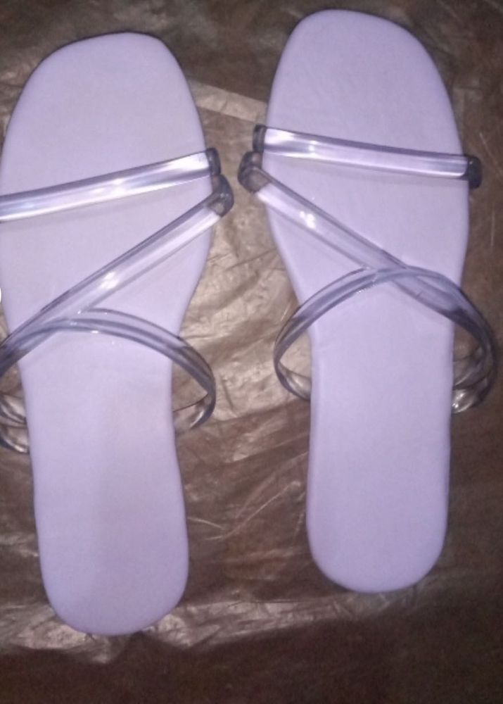 Transparent Straps Lavender Flats