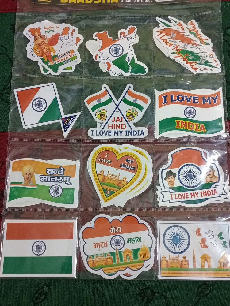 Indian Flag Sticker For Independence Day, Tiranga Sticker 12 Sticker as Per Image