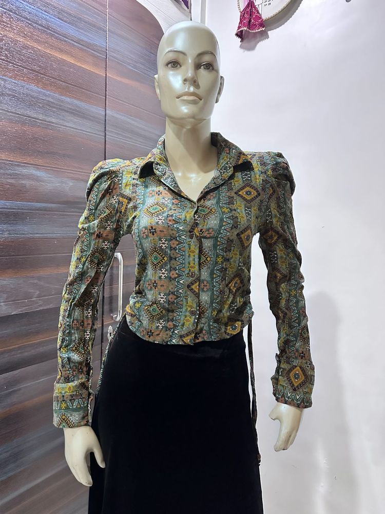 Patterned Long Sleeve Top