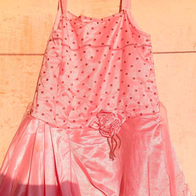 Hot Pink Gown For Girls With Detachable Shrug