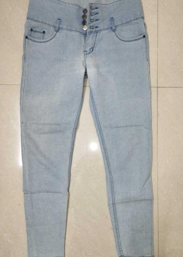 High-Waisted Denim Jeans