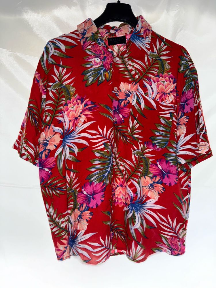 MASCLN SASSAFRAS Red Floral Print Shirt